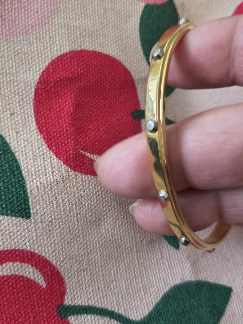 Michael Kors Heritage Astor Gold Tone Silver Studded Cuff Bangle. Estate Find